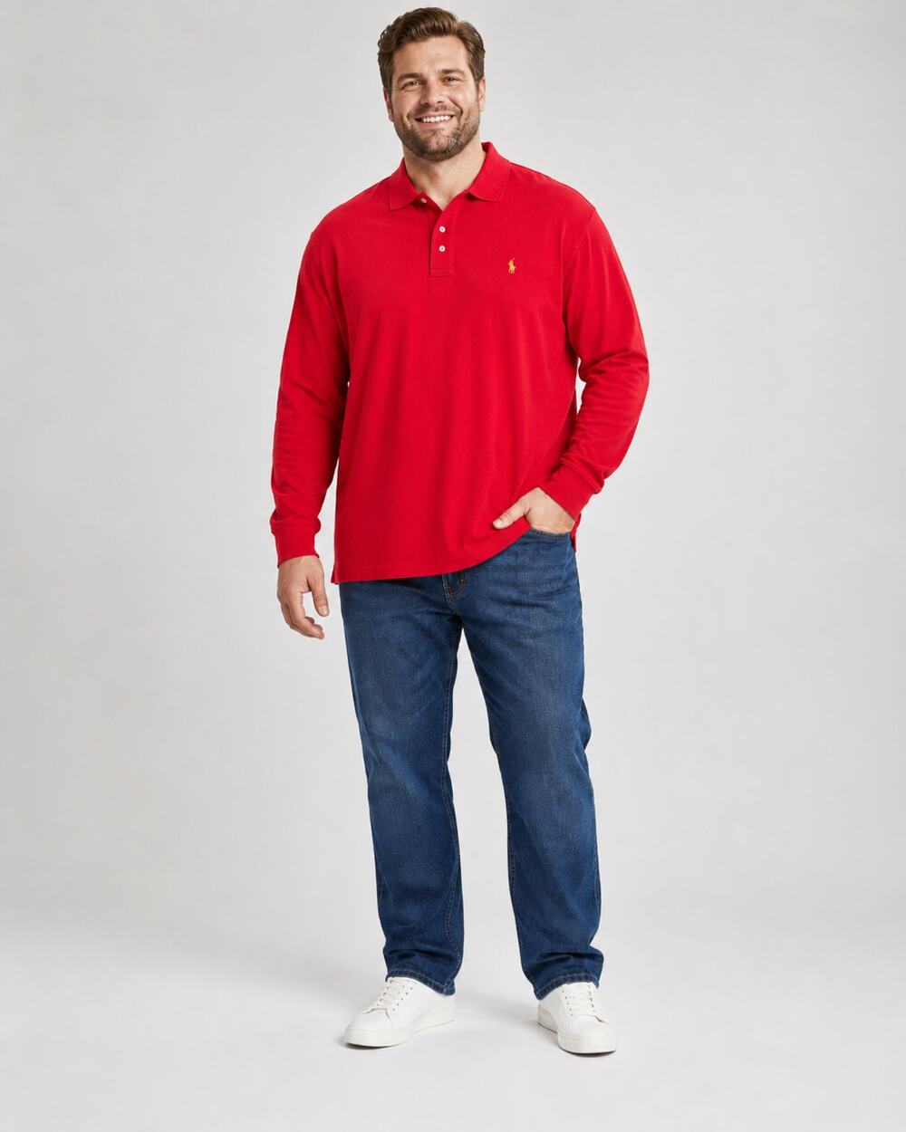 POLO RALPH LAUREN Long Sleeve Polo Shirt Size 3XLT NEW Red $170